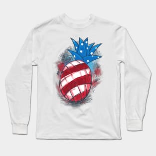 American Flag Pineapple Usa Tropic Plant Funny Long Sleeve T-Shirt